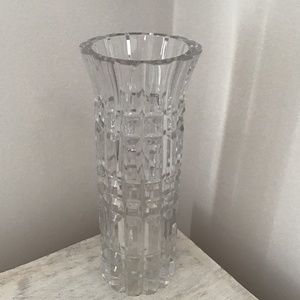 Vintage Lead Crystal Geometric Cubed & Faceted Column Vase